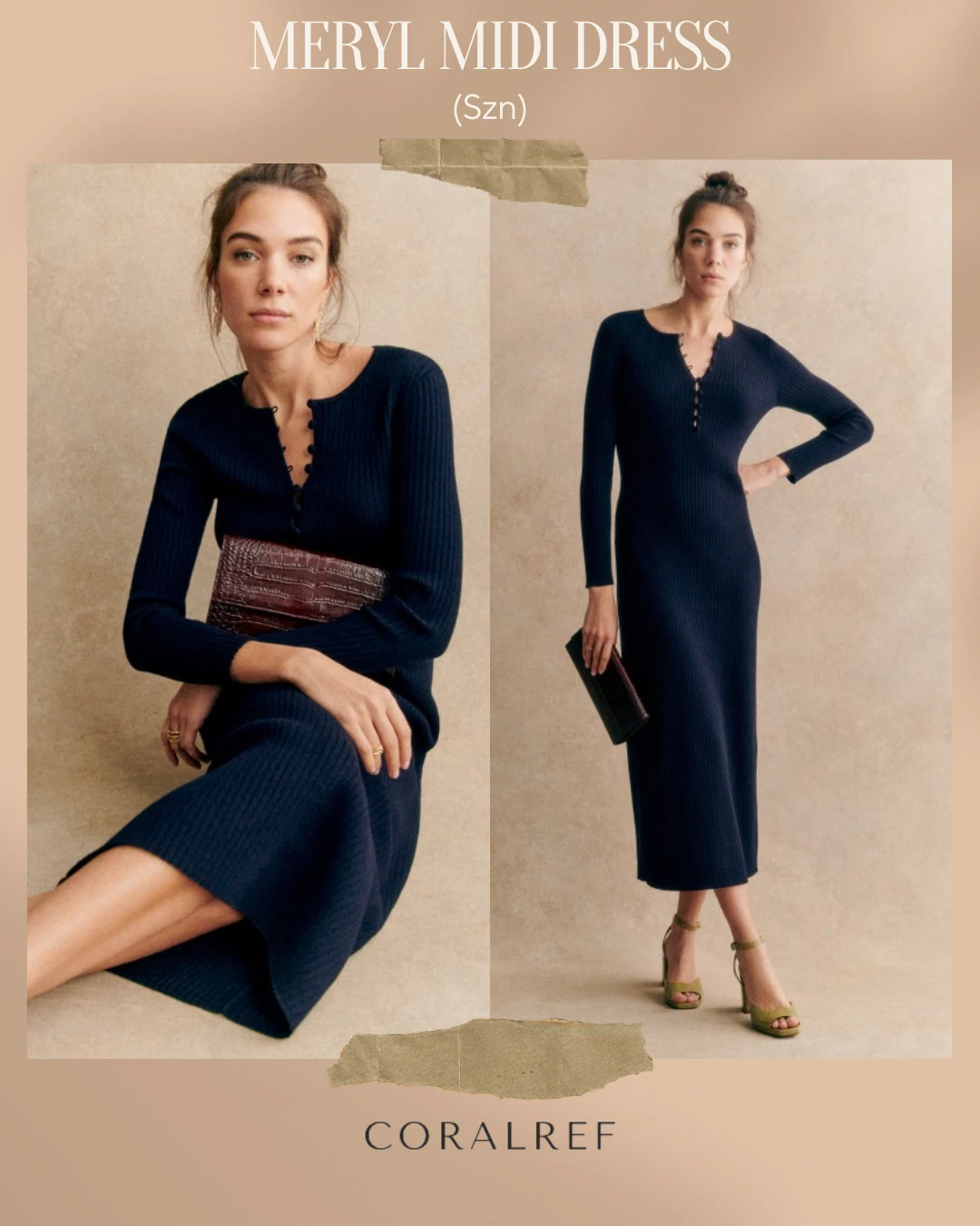 Sézane Meryl Midi Dress Navy Size S