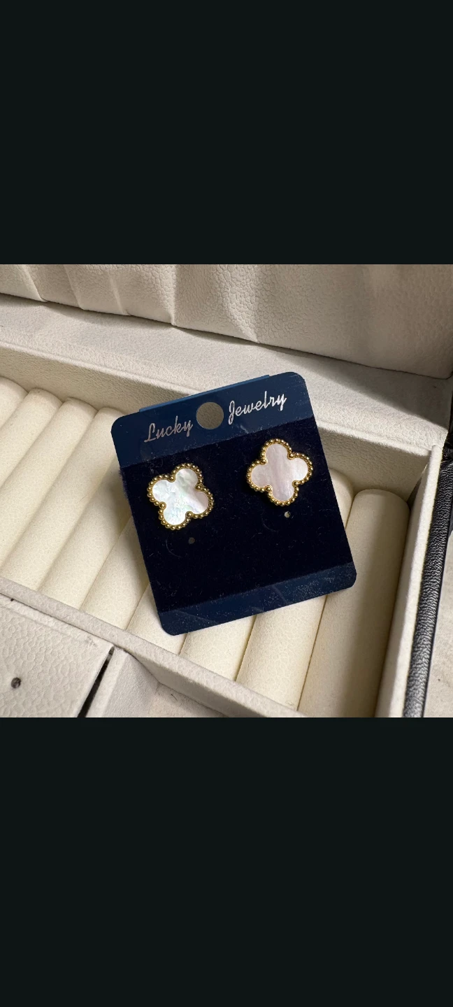 Clover Earrings - Mother of Pearl & Gold Tone