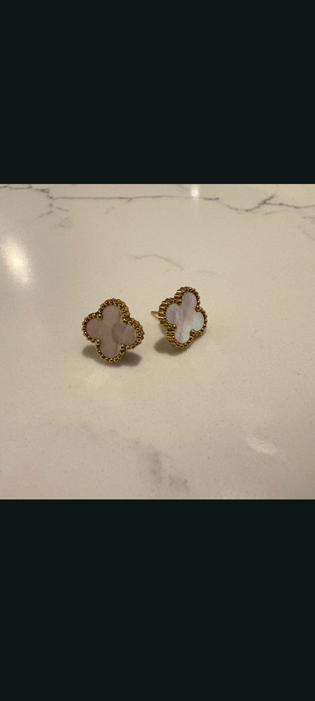 Clover Earrings - Mother of Pearl & Gold Tone - photo 2