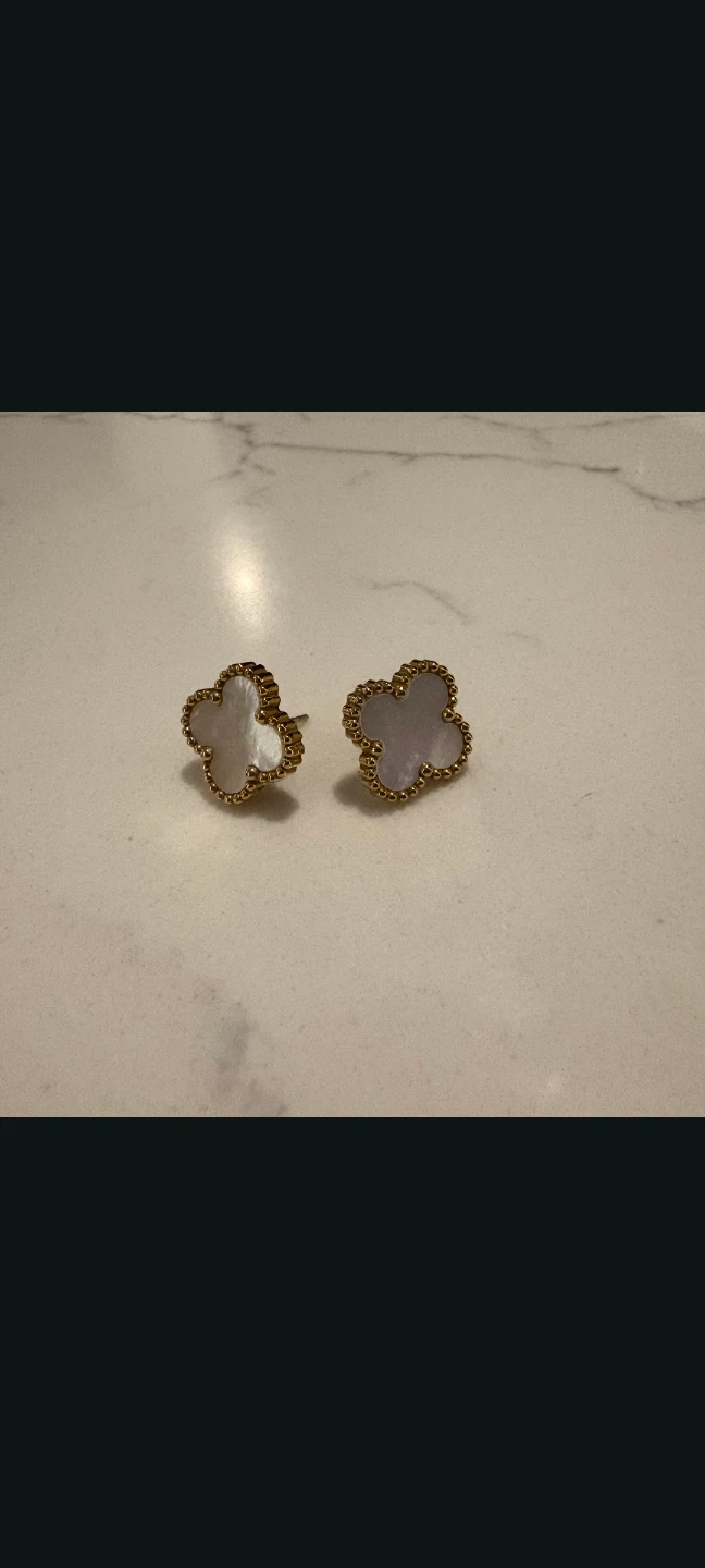 Clover Earrings - Mother of Pearl & Gold Tone - photo 3