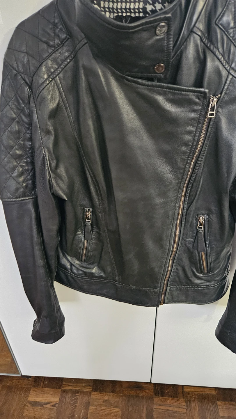 BOD & CHRISTENSEN Black Leather Biker Jacket - Size L - photo 2