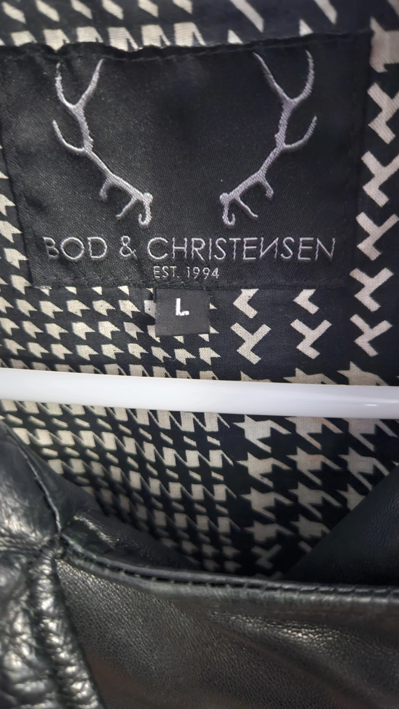 BOD & CHRISTENSEN Black Leather Biker Jacket - Size L - photo 4