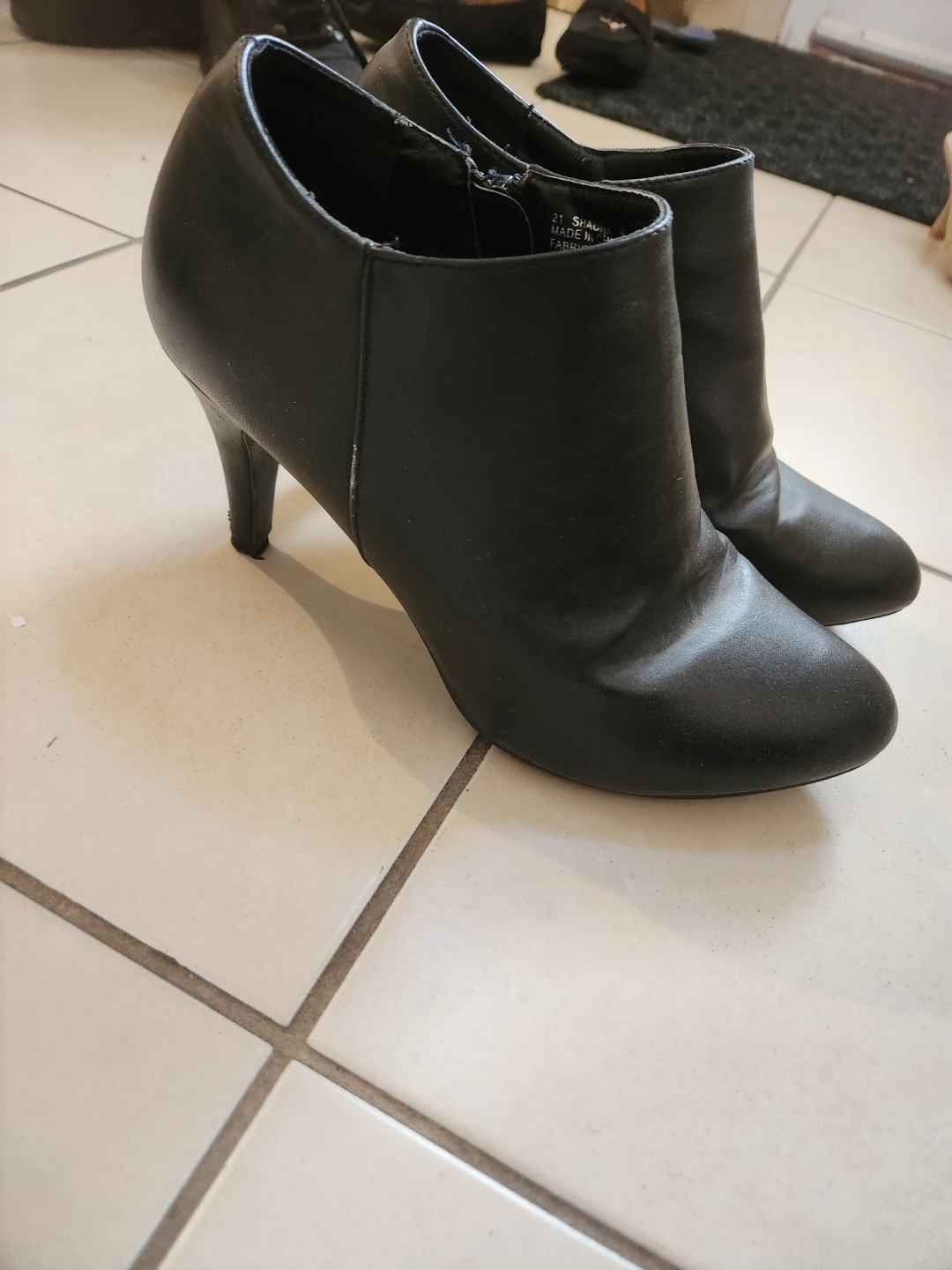 Black Heeled Ankle Boots - Size 7