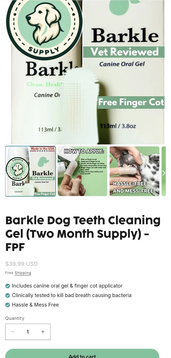 Barkle Dog Teeth Cleaning Gel