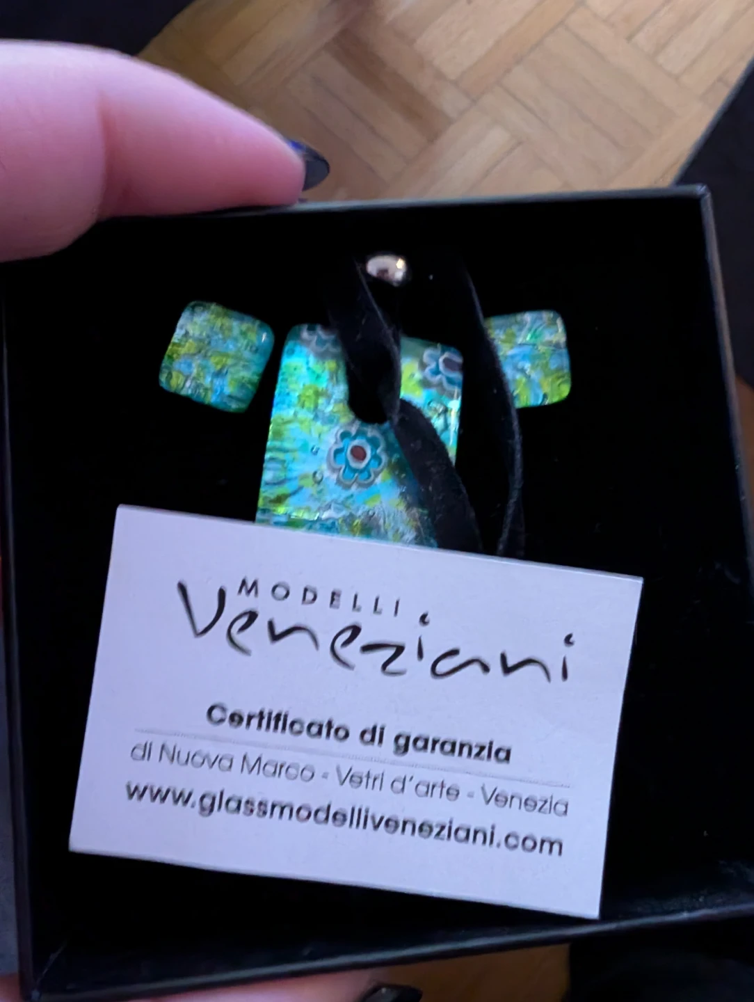 Murano Glass Pendant Necklace and Earrings Set - photo 2