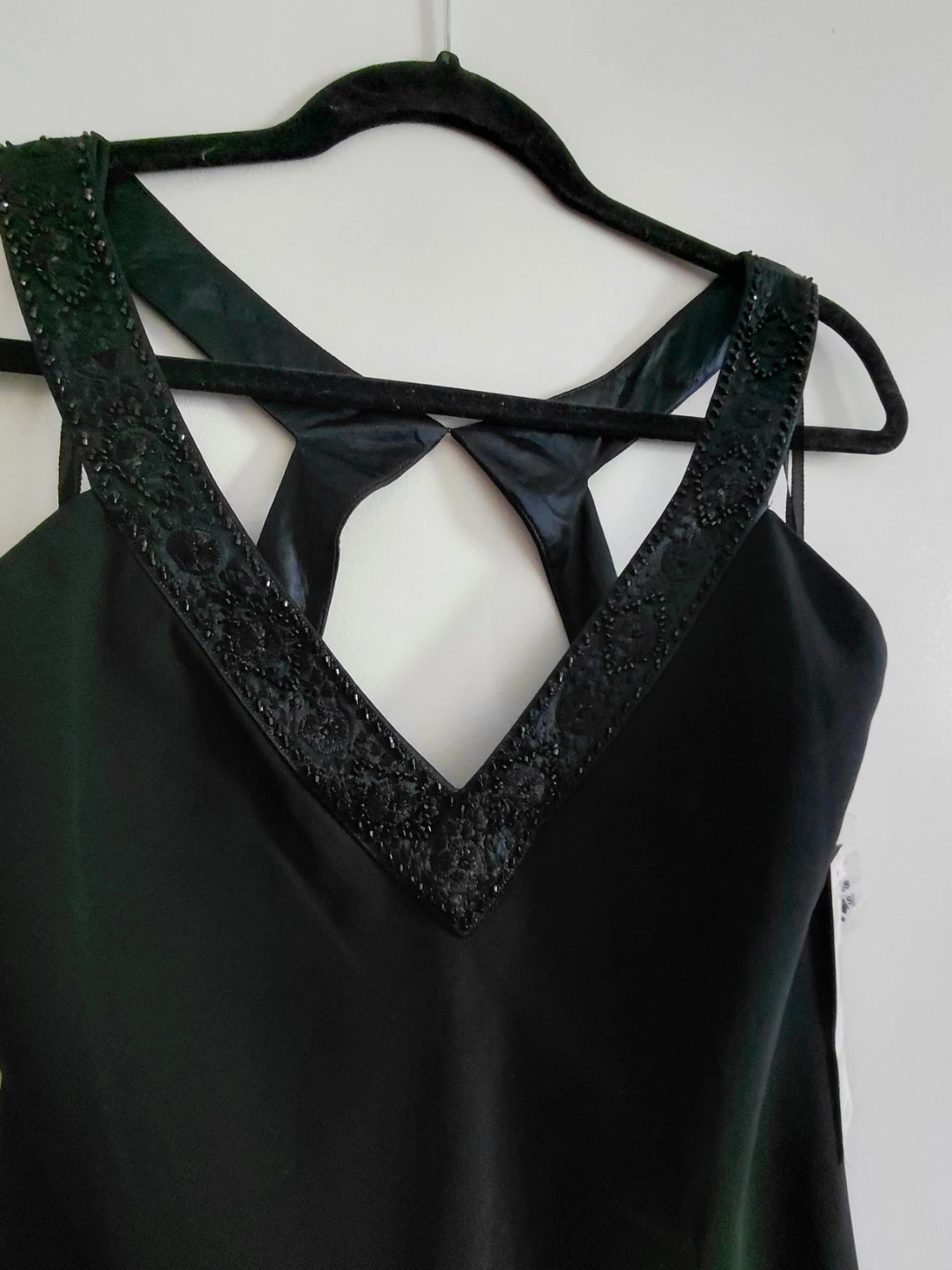 Jones New York Black Beaded V-Neck Dress Size 10