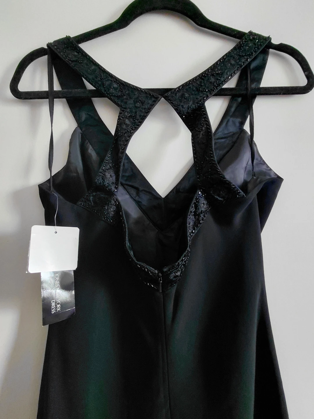 Jones New York Black Beaded V-Neck Dress Size 10 - photo 2