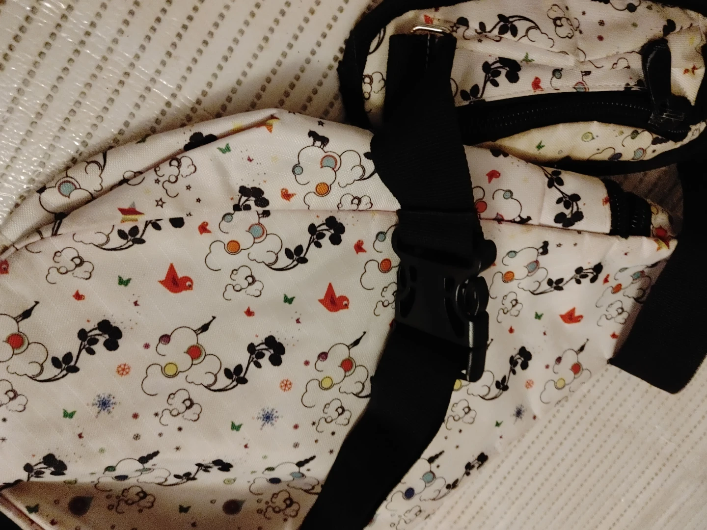 White Fanny Pack with Cloud and Bird Print - photo 2