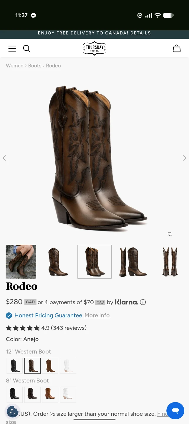 THURSDAY BRAND - NEW Brown Leather Cowboy Boots - photo 5