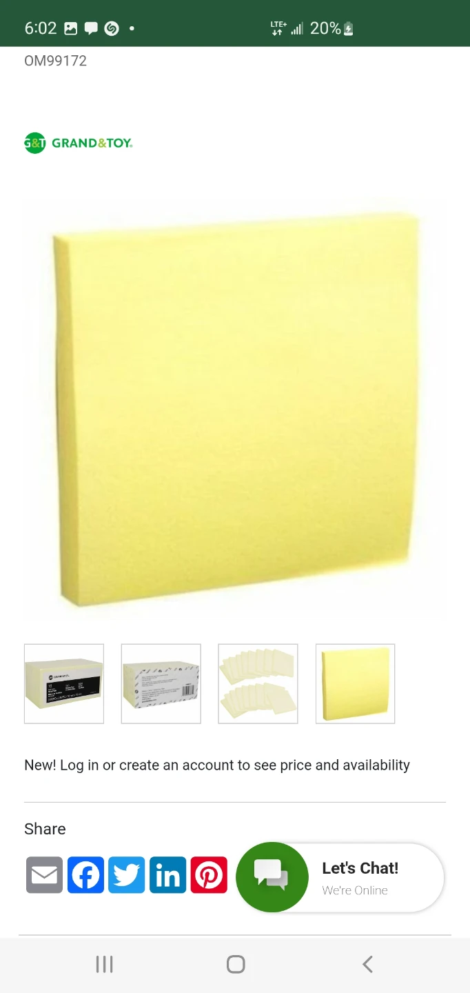 Grand & Toy Yellow Sticky Notes - 3" x 3"