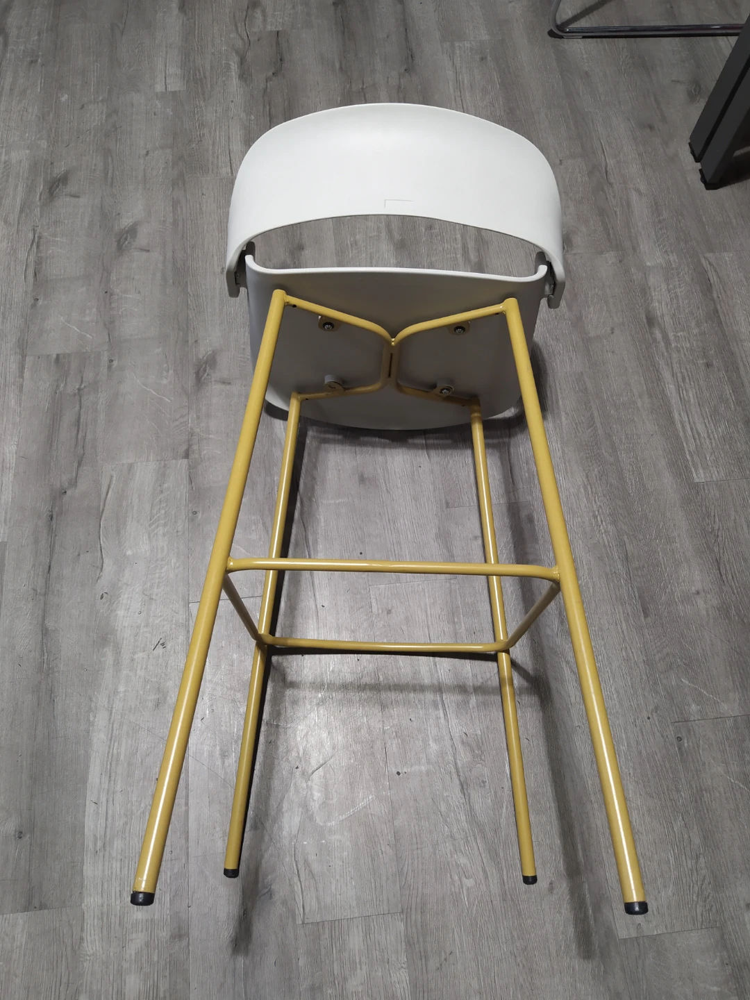 Almost New White Bar Stool with Yellow Legs