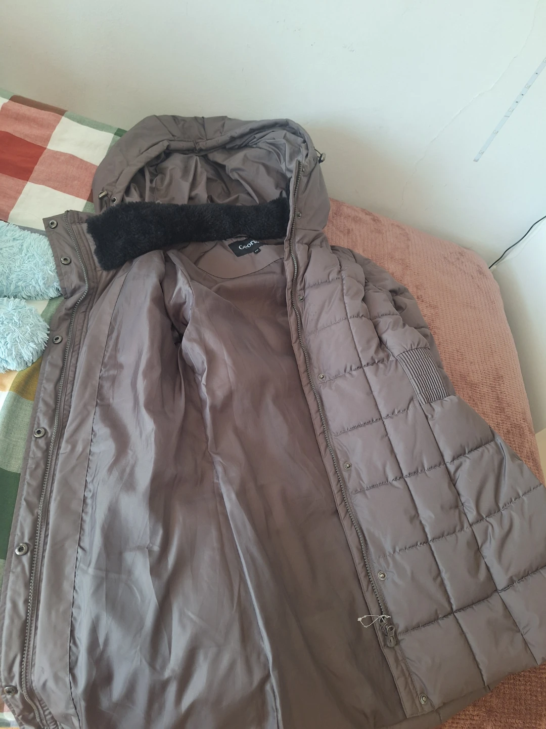 George Puffer Coat with Faux Fur Trim