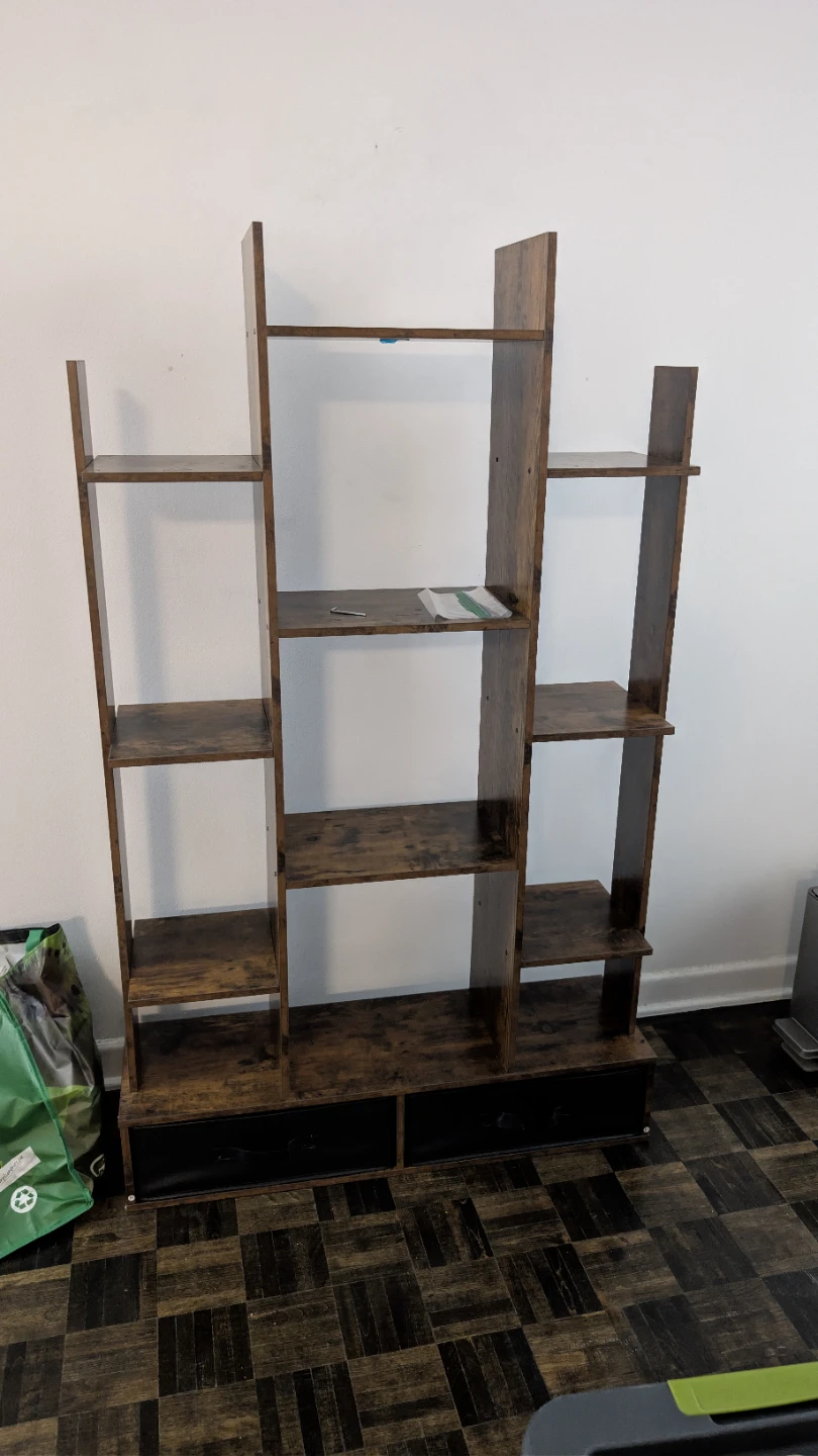Tall Wood-Look Bookshelf with Drawers
