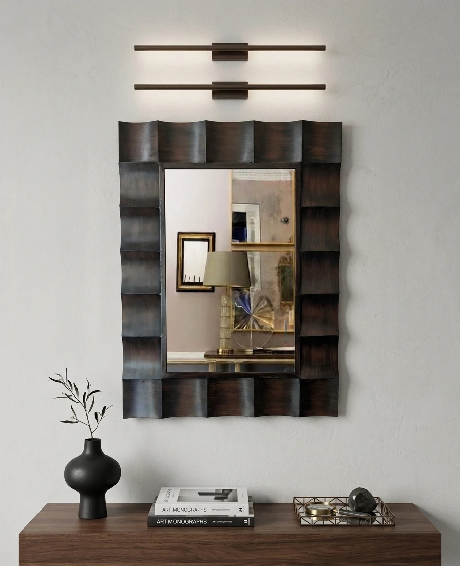 Decorative Wall Mirror with Textured Frame
