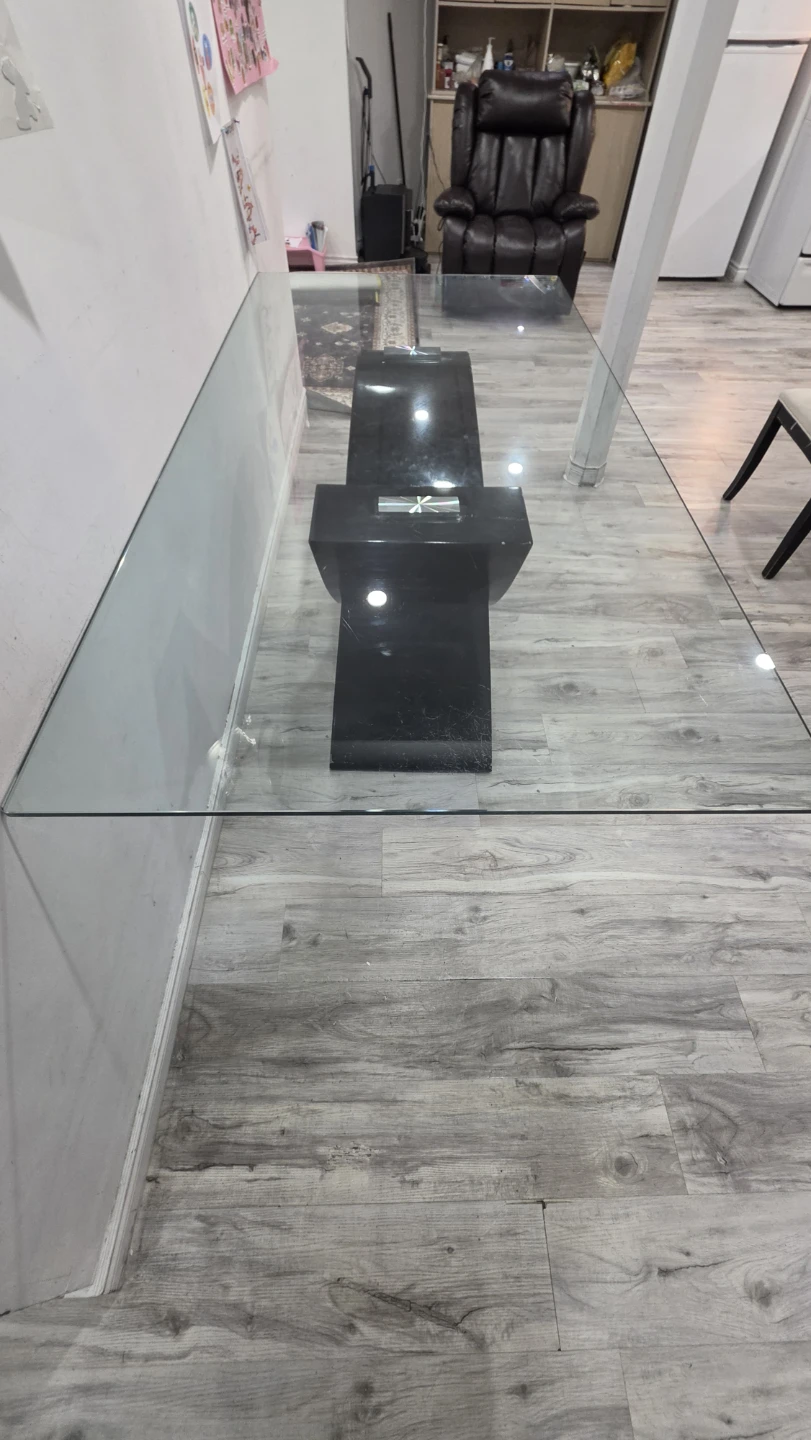 Modern Glass Top Dining Table with Black Pedestal Base - photo 2