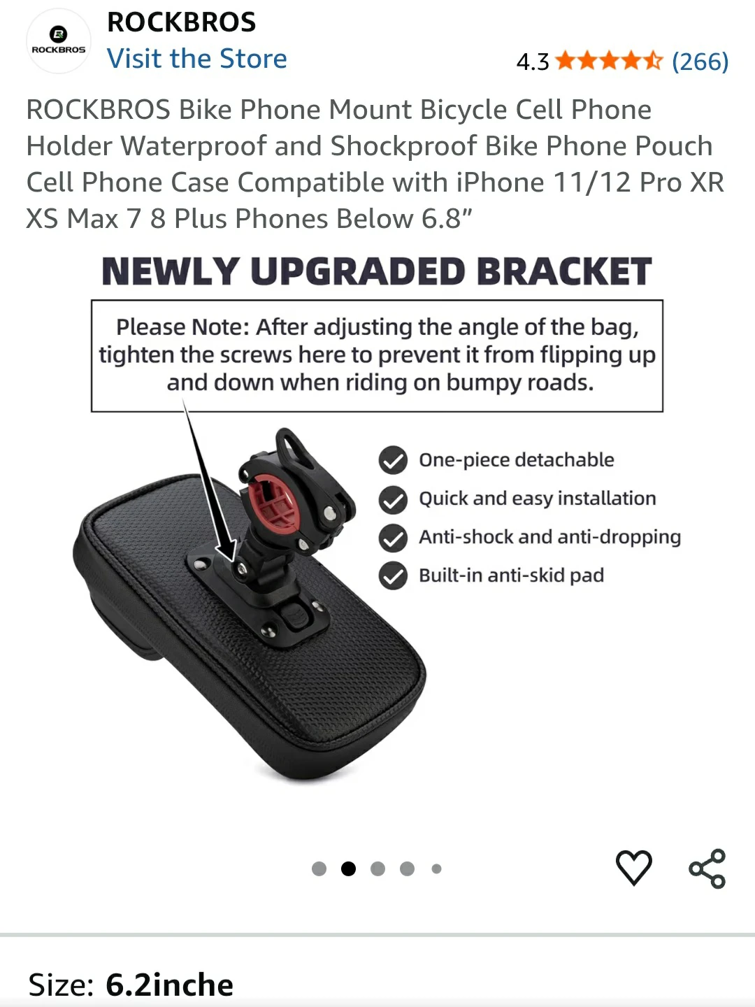 ROCKBROS Bike Phone Mount Holder - Waterproof & Shockproof - photo 2