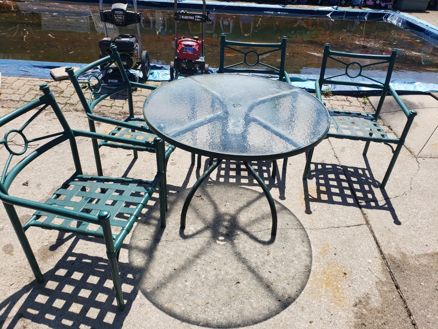 Patio Set with Round Glass Table