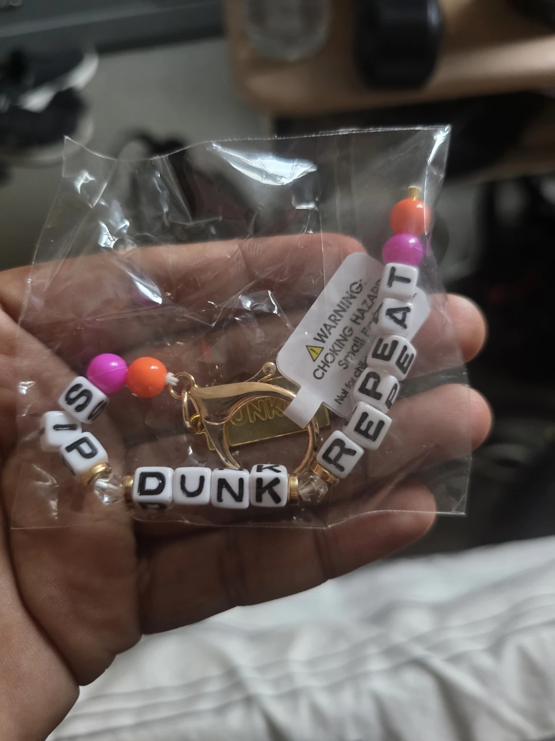 Dunkin' "SIP" "REPEAT" Beaded Bracelet with Keychain - photo 2