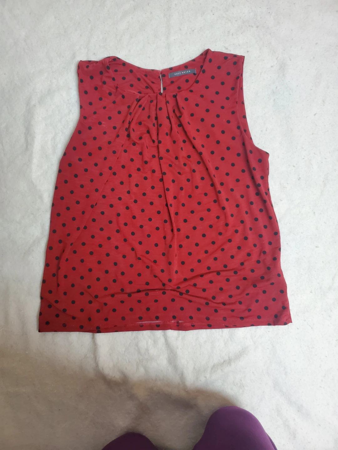 Suzy Shier Red Polka Dot Sleeveless Top