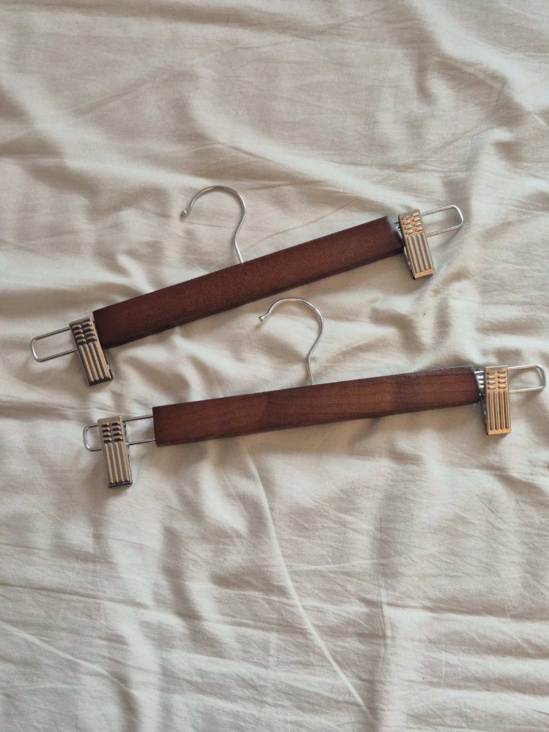 2 Wooden Hangers with Clips