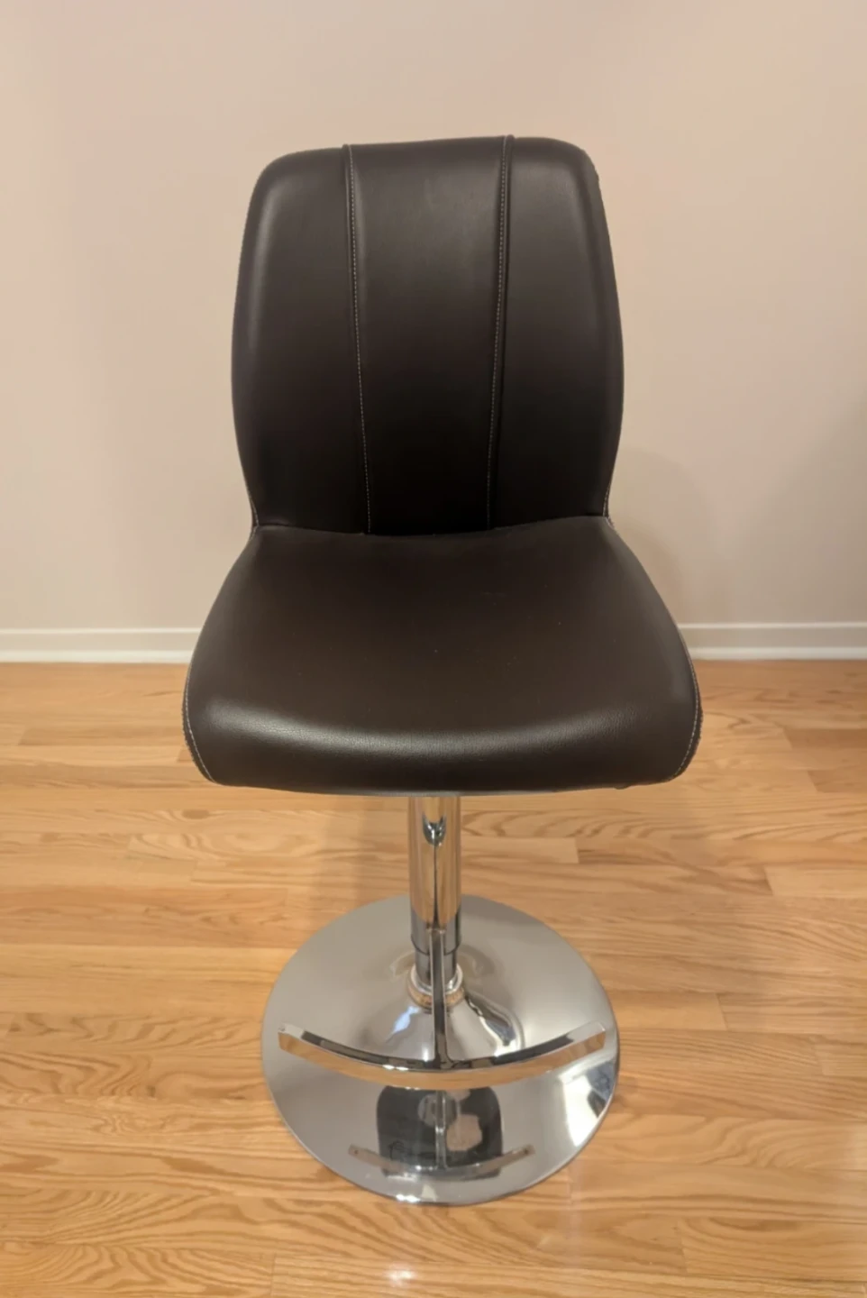 Adjustable Bar Stool - Dark Brown Faux Leather