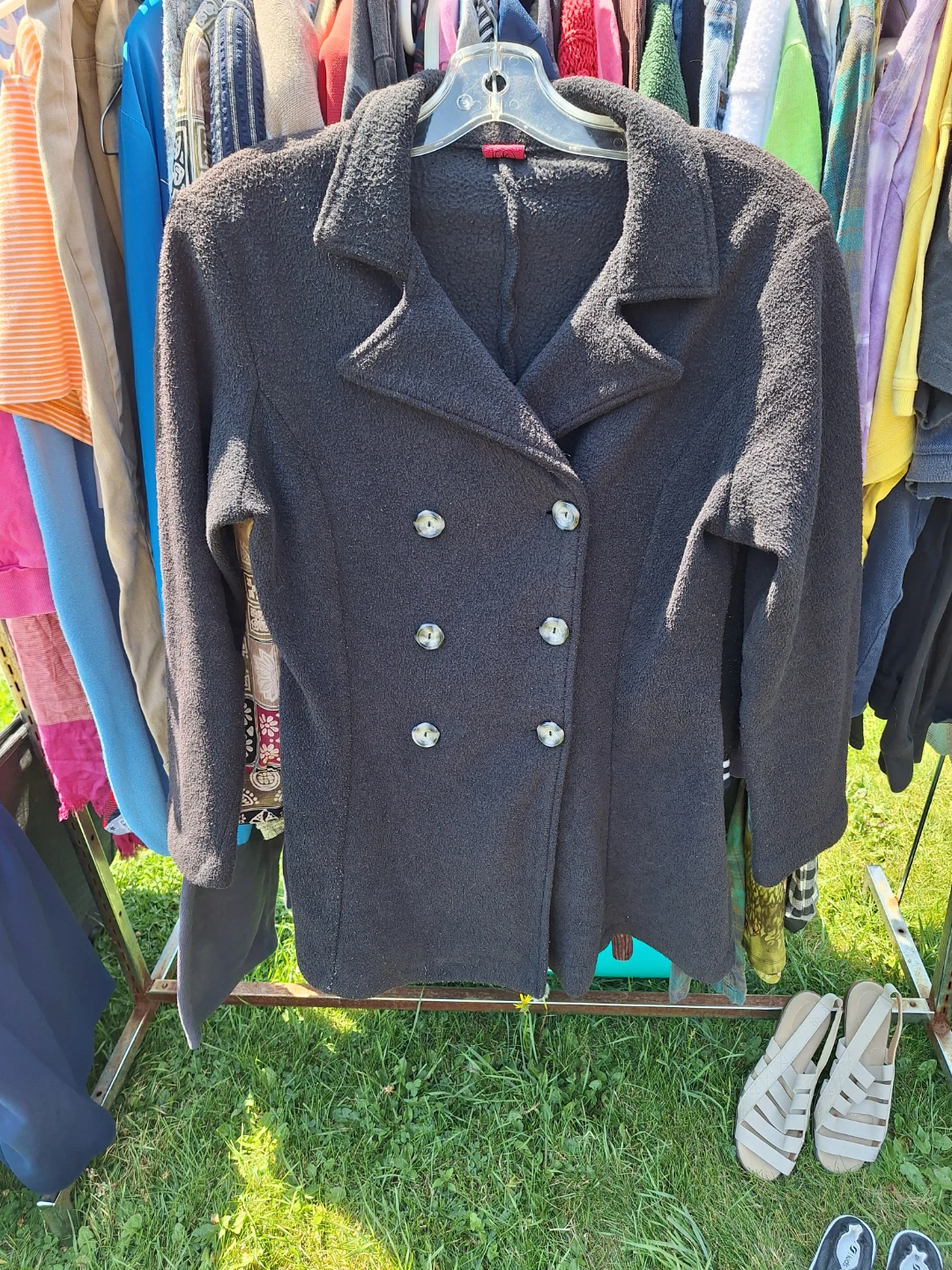 Black Double-Breasted Fleece Jacket (Kit Cat Club rescue)