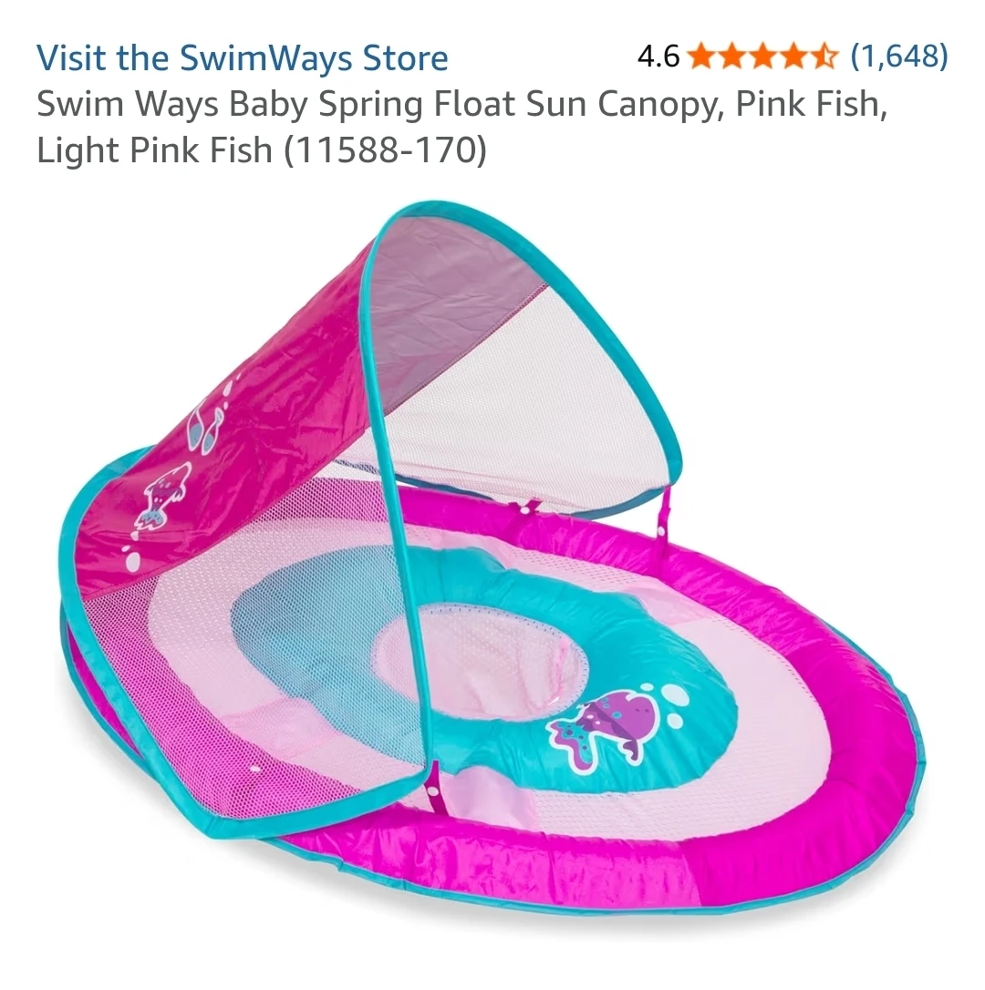 SwimWays Baby Spring Float with Canopy - Pink Fish