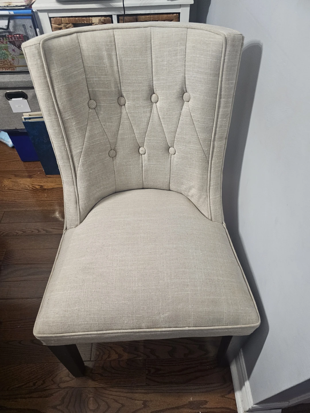 Tufted Accent Chair - Beige Linen