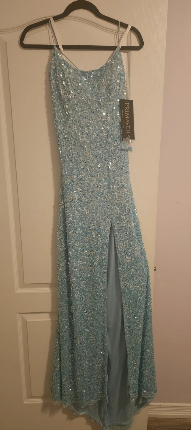 Primavera Beaded Sparkle Gown Light Blue