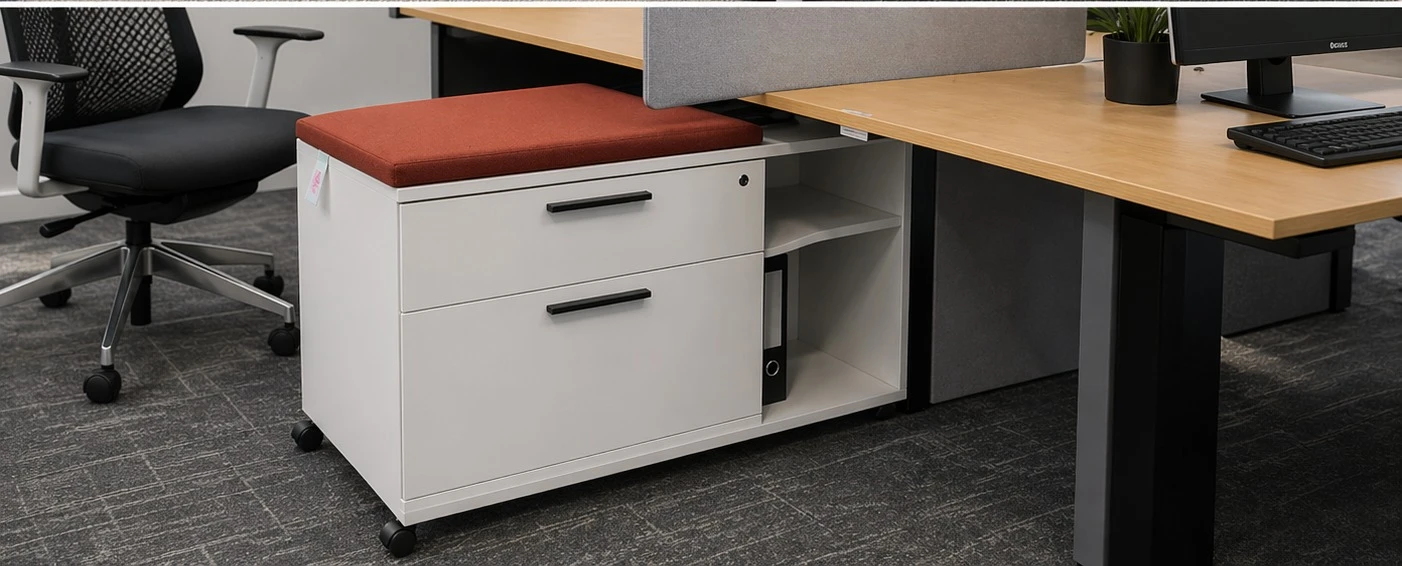 White Mobile Pedestal with Two Drawers and Seat Pad - photo 2