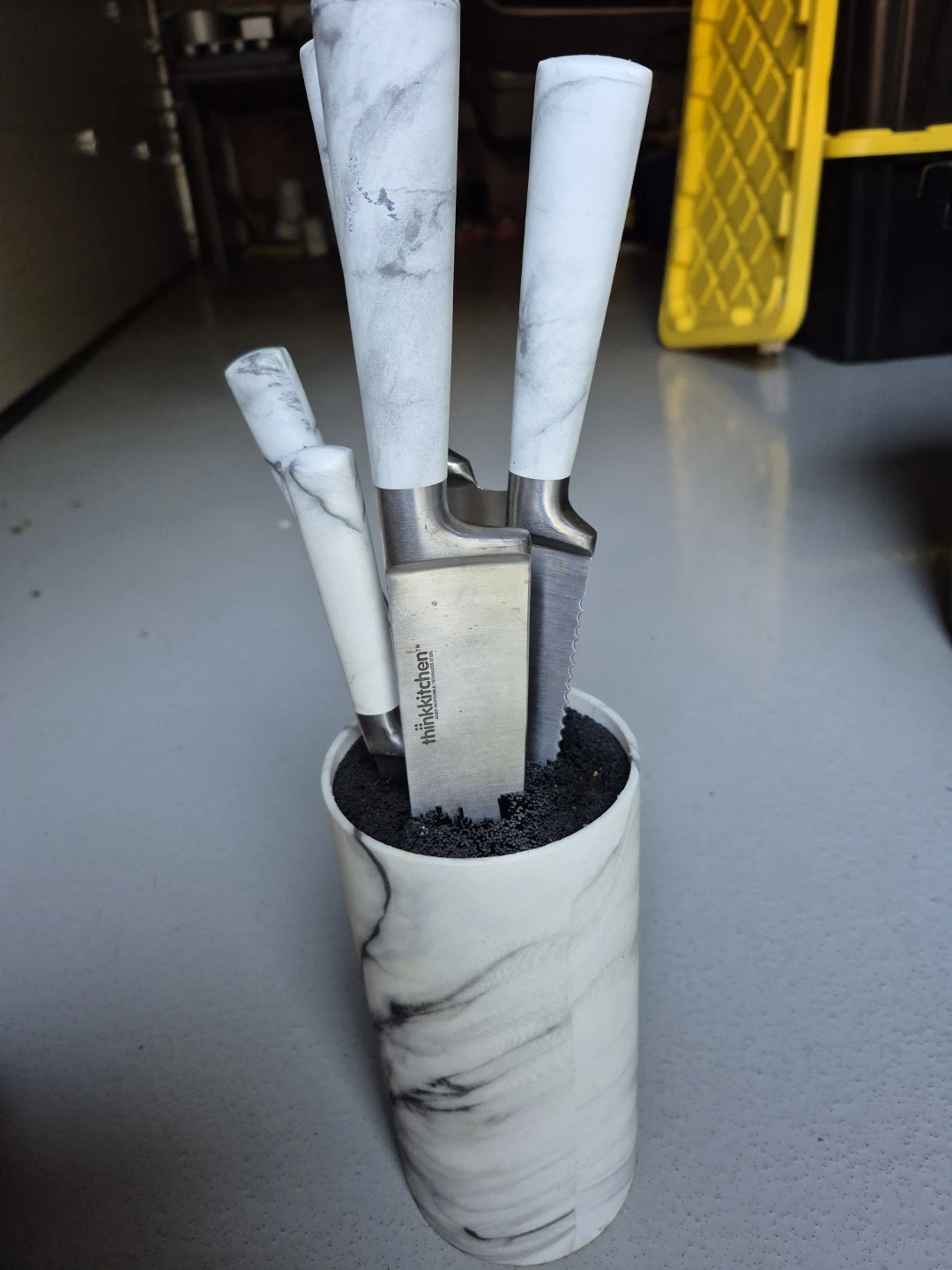 Thinkkitchen Marble Handle Knife Set with Block