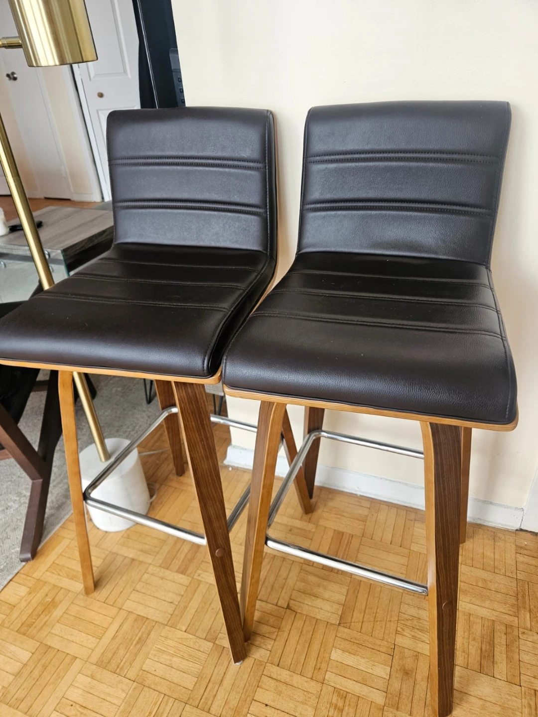 Armen Living Vienna Faux Leather Swivel Bar Stool (2 Pack)