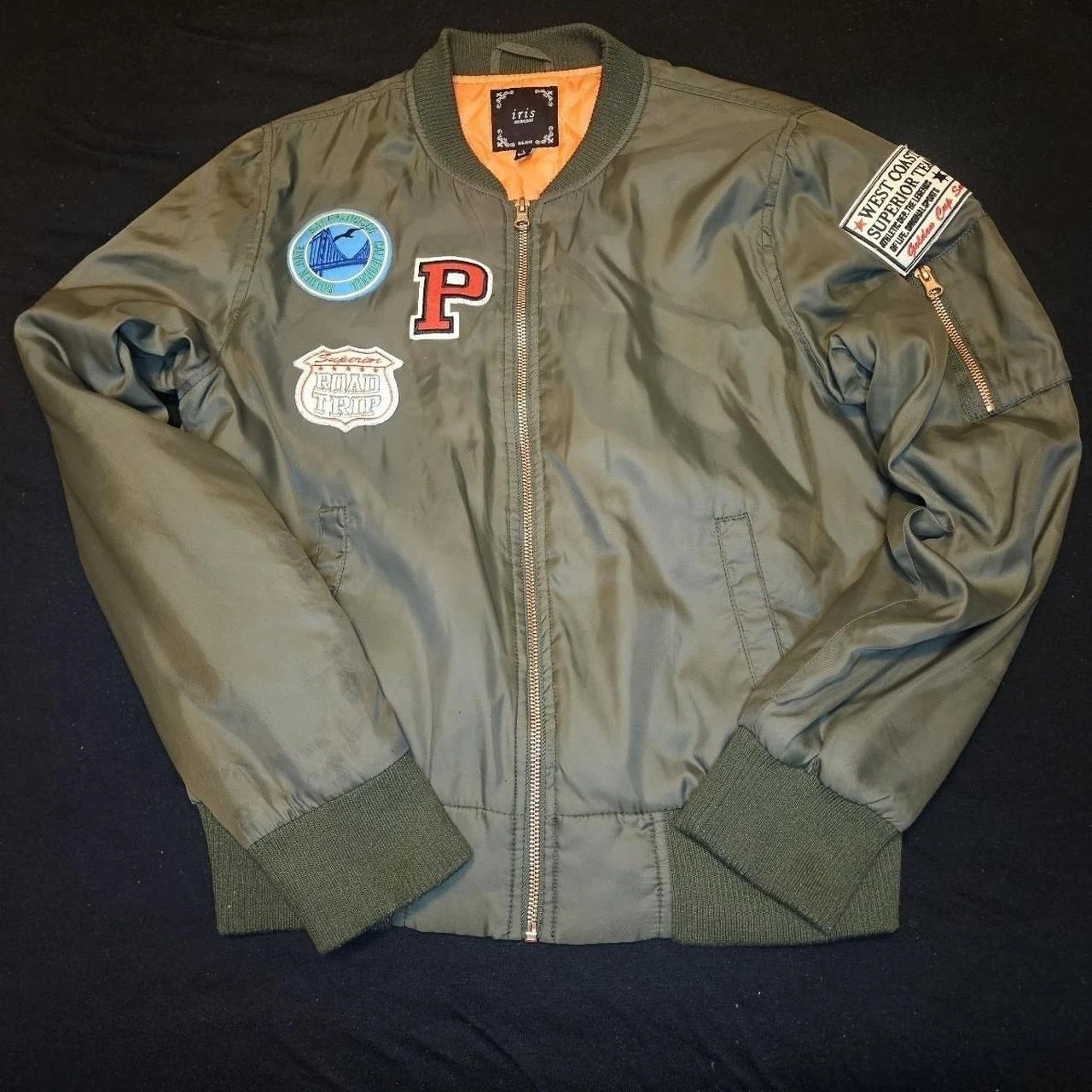 Large Iris Los Angeles Army Green Bomber Jacket