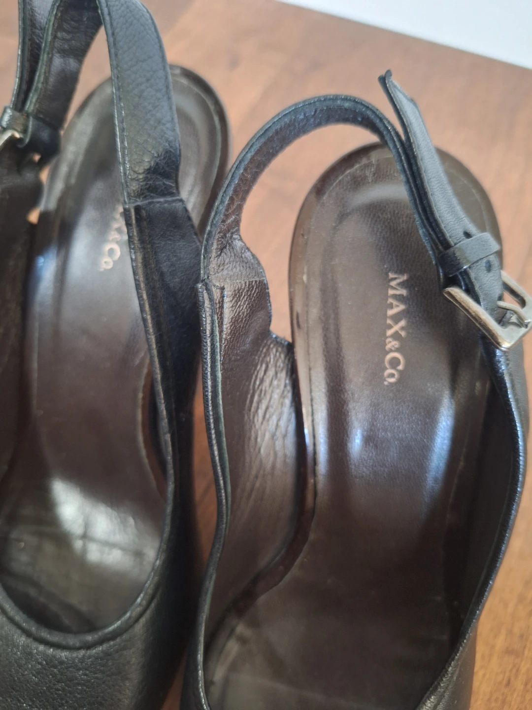 MAX&Co. Black Peep-Toe Wedge Slingbacks - photo 3