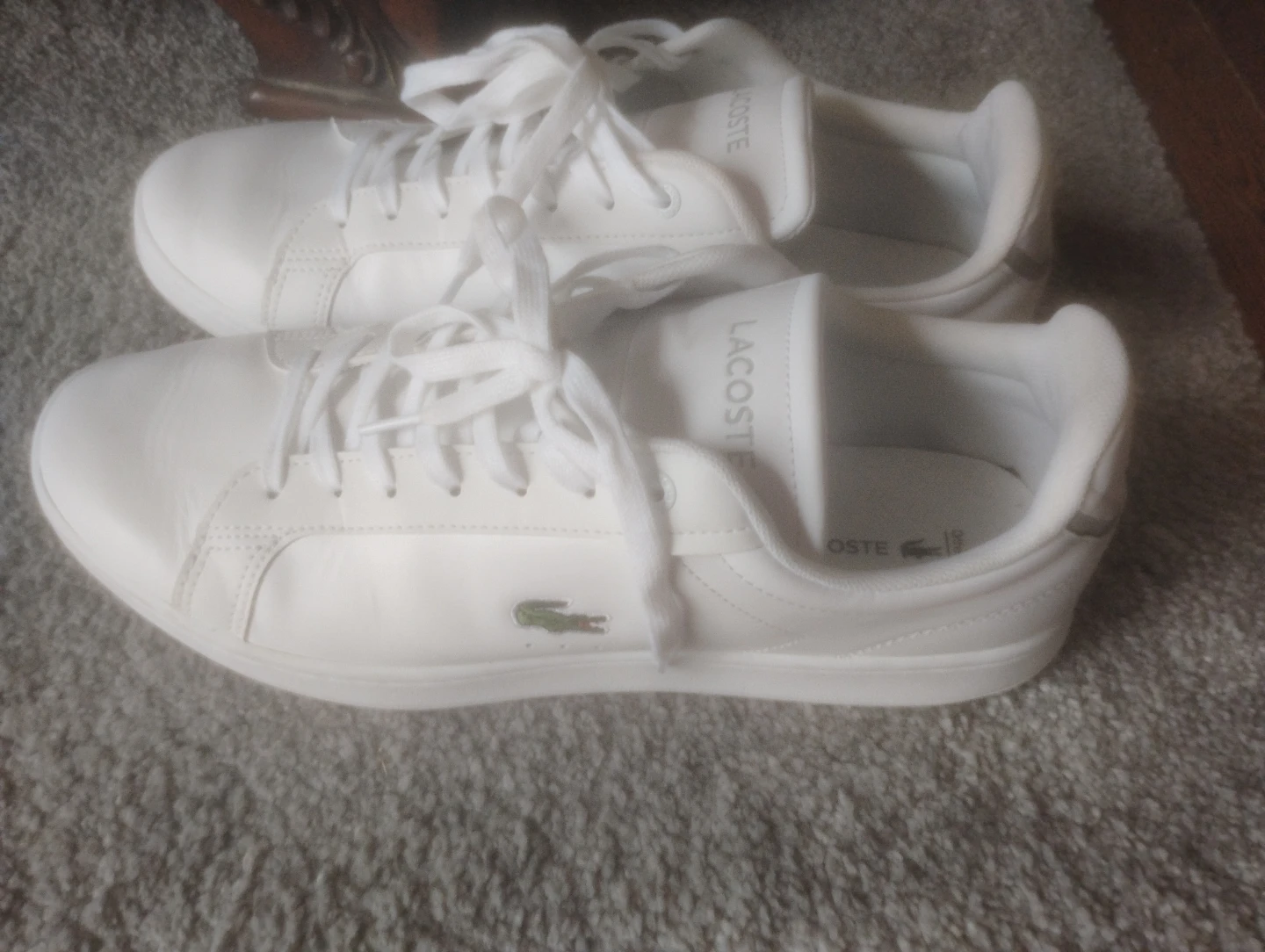 Lacoste  White Leather Sneakers for $80