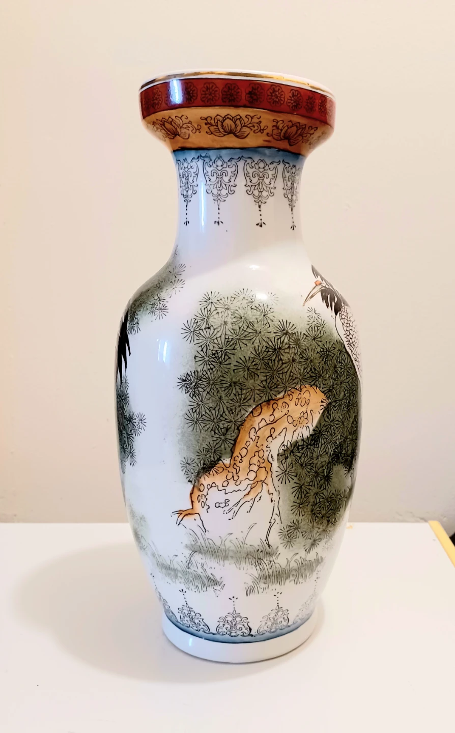 Meiji Chinese Cranes and Pine Trees Vase - photo 2
