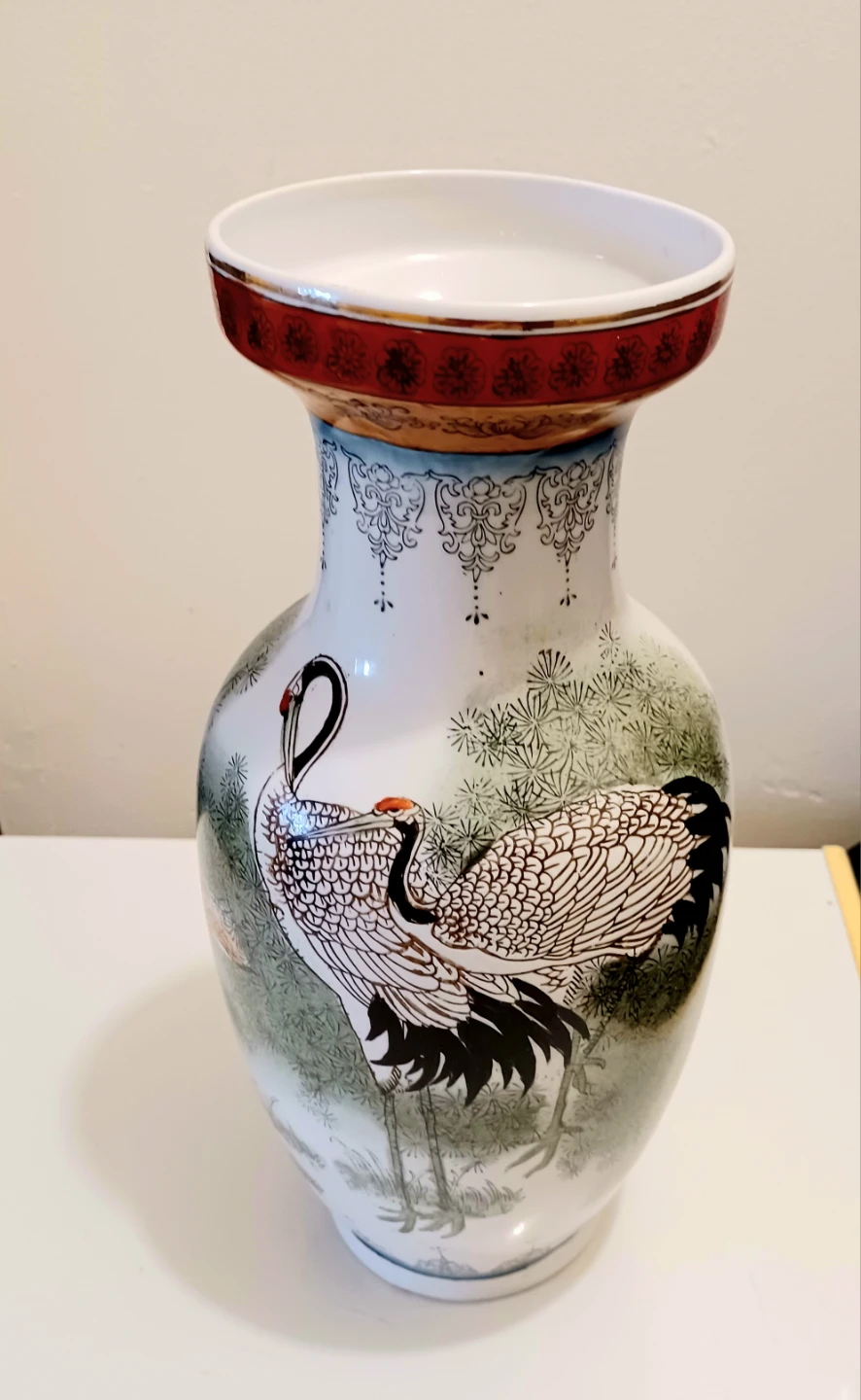 Meiji Chinese Cranes and Pine Trees Vase - photo 3