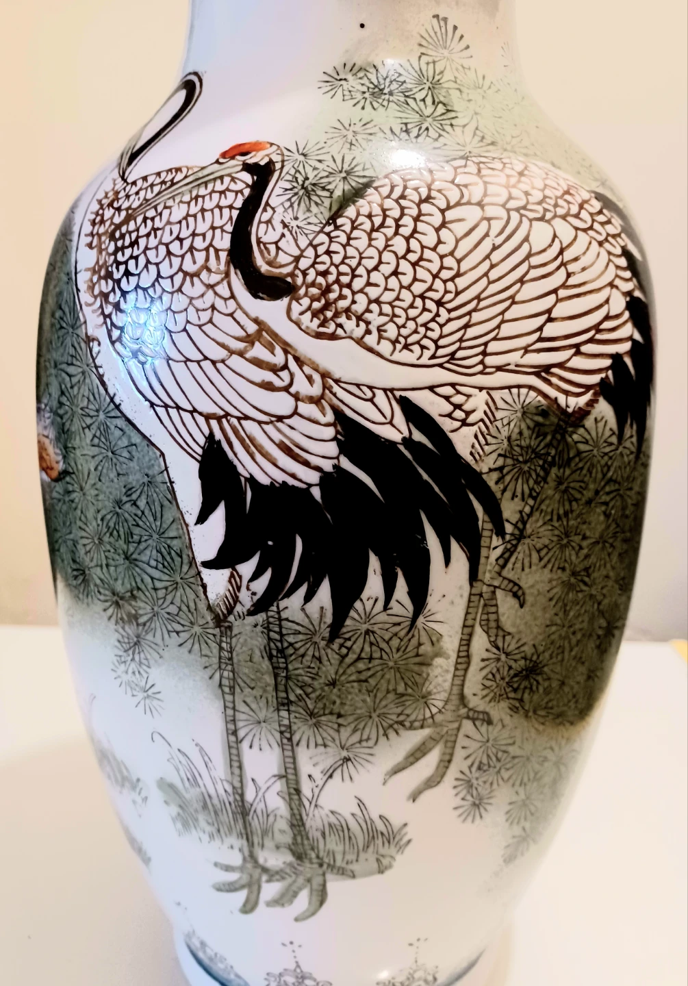 Meiji Chinese Cranes and Pine Trees Vase - photo 5