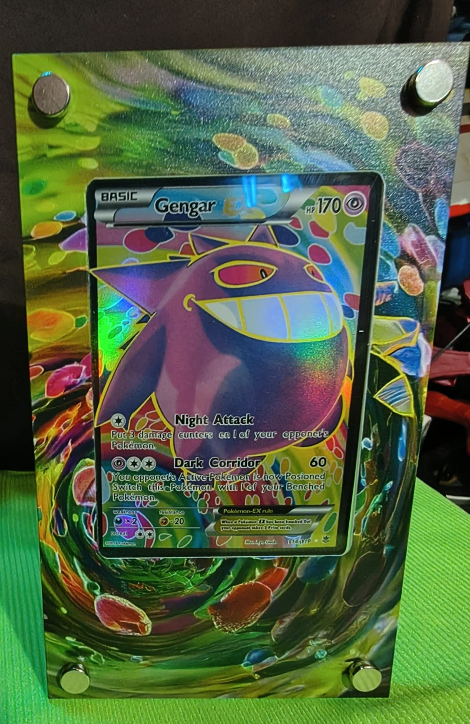 Pokemon Gengar EX proxy Card and acrylic display stand