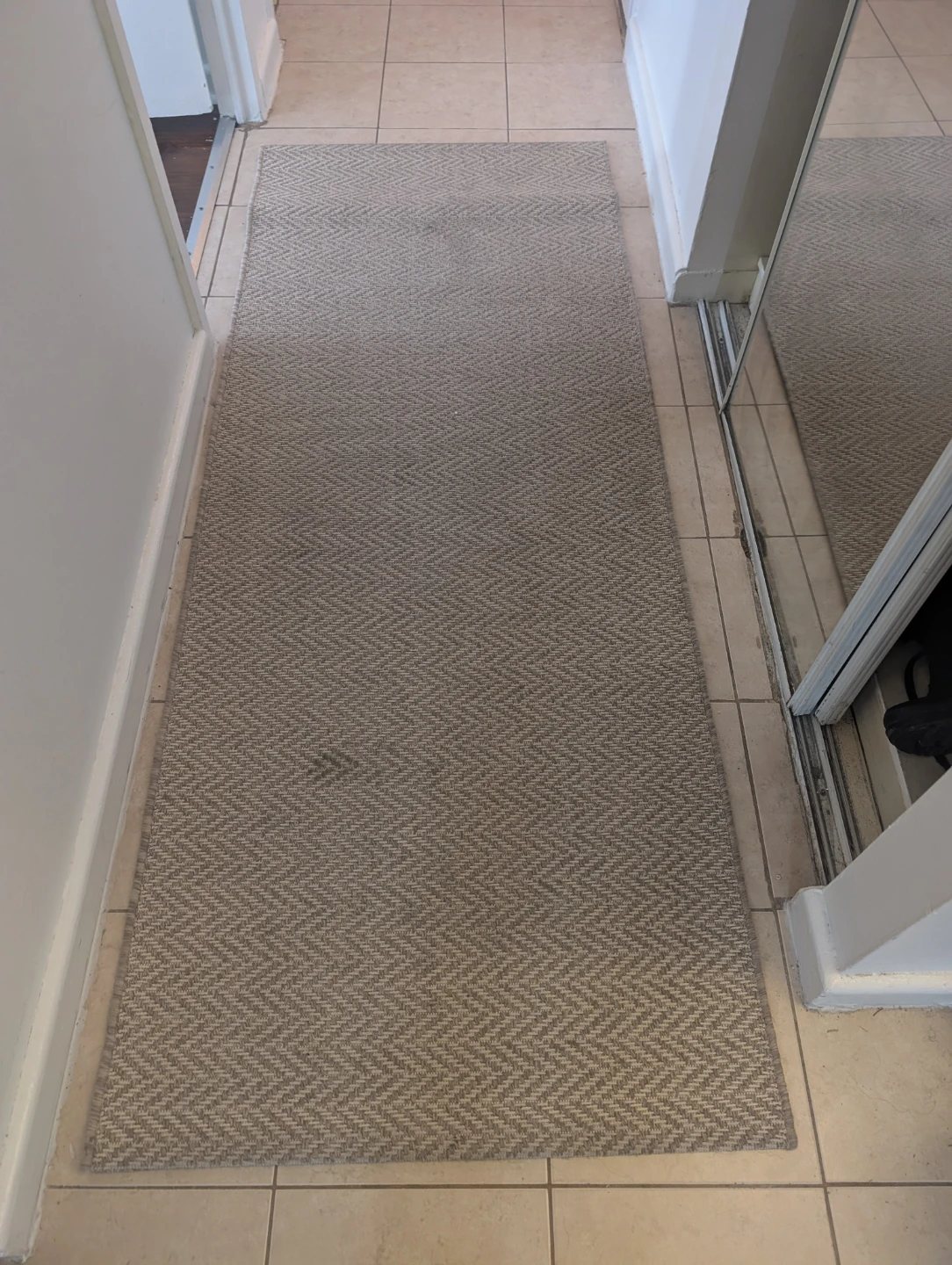 Neutral Herringbone Runner Rug - photo 2