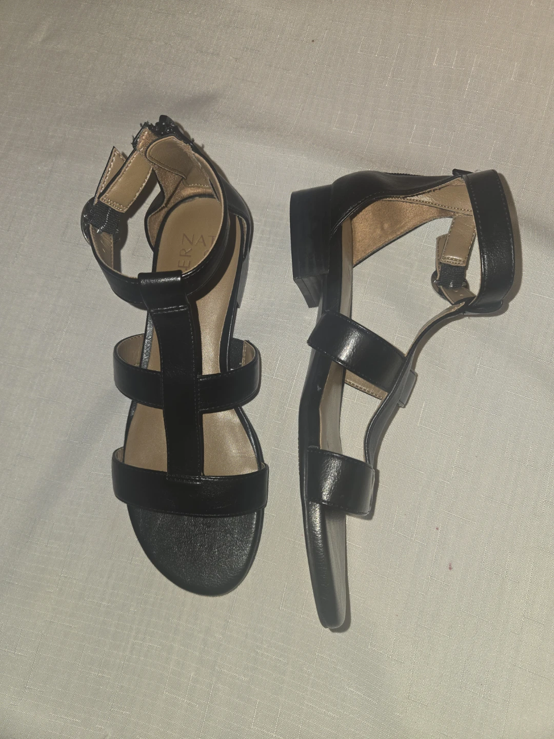 Naturalizer Black Leather Strappy Block Heel Sandals - photo 2