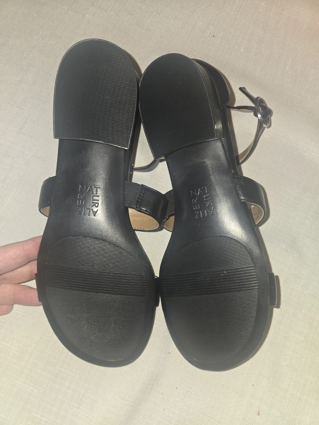 Naturalizer Black Leather Strappy Block Heel Sandals - photo 3