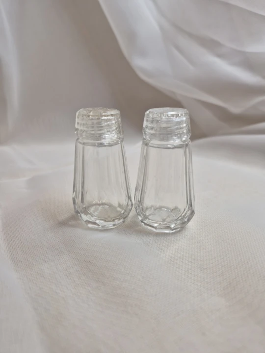 Cute Little Vintage 2 1/4" Glass Salt & Pepper Set