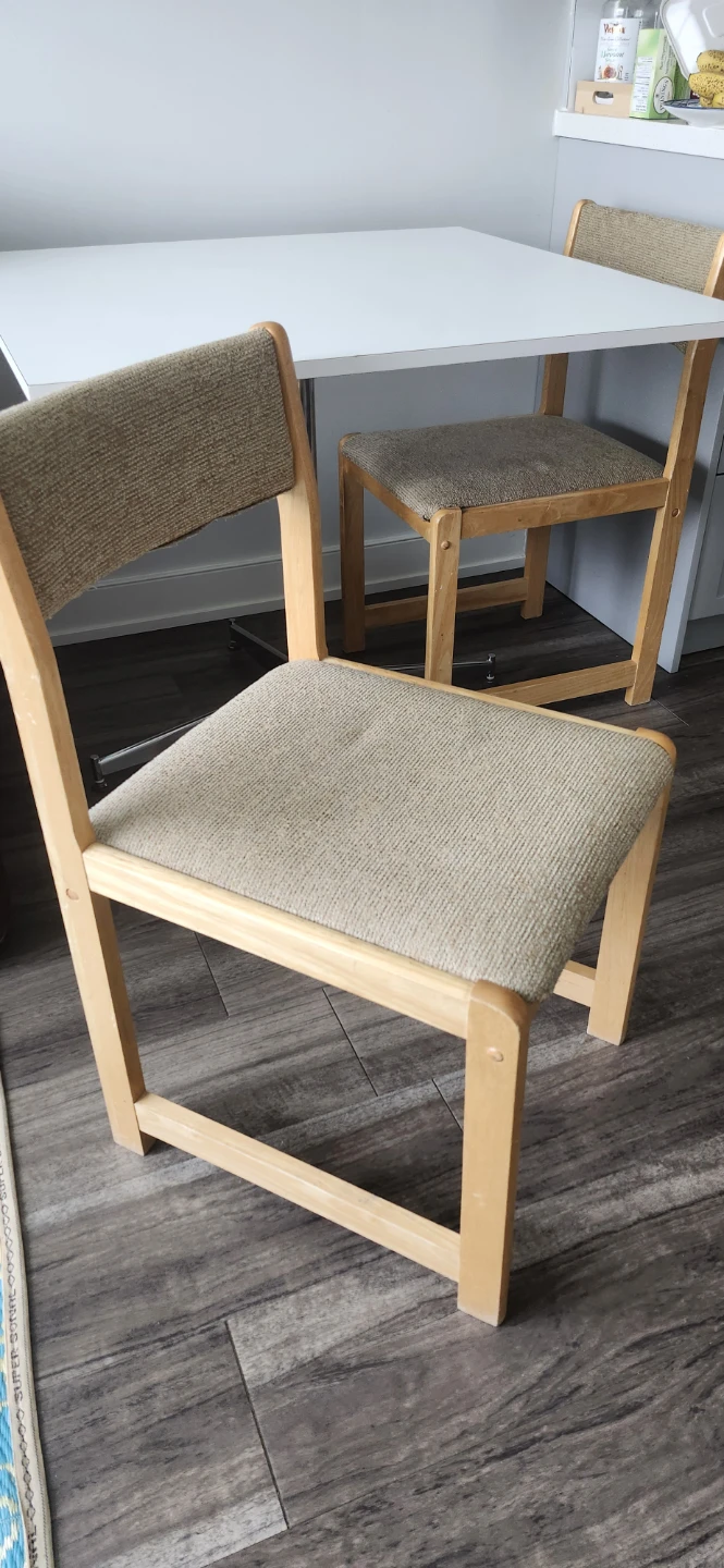 Set of 2 Wooden Dining Chairs with White Table