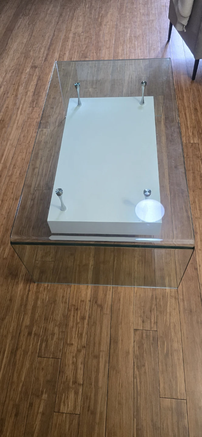 Glass Coffee Table with White Drawer Unit - photo 5