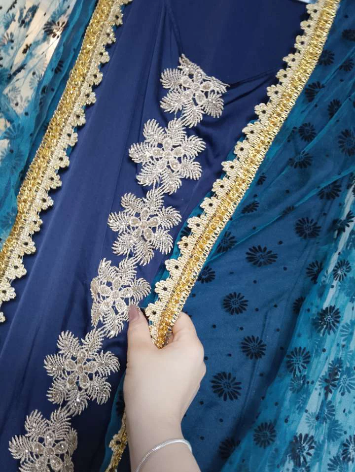 Blue Embroidered Kaftan Dress - photo 3