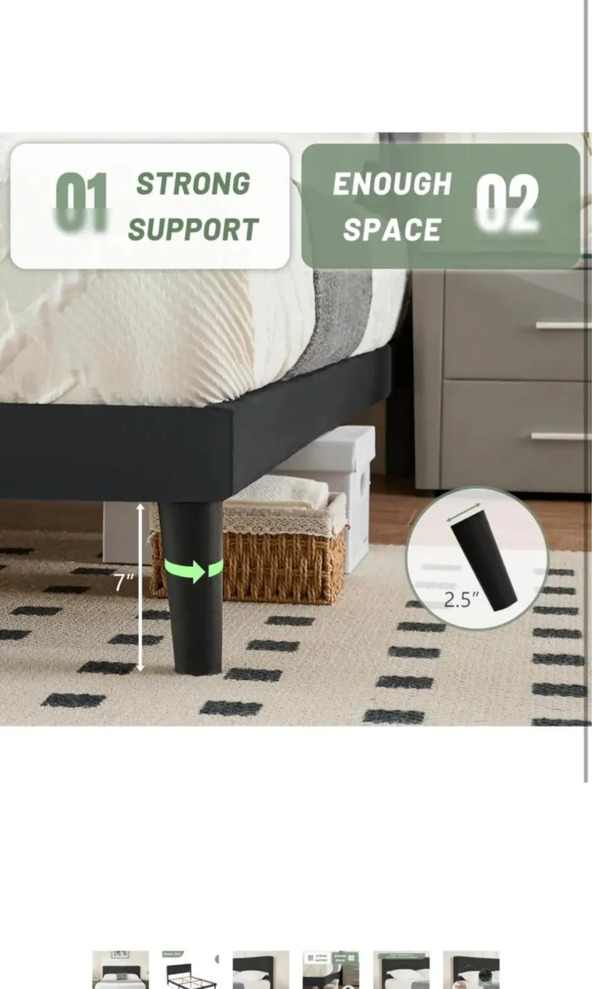 Queen Size Platform Bed Frame Black - photo 2