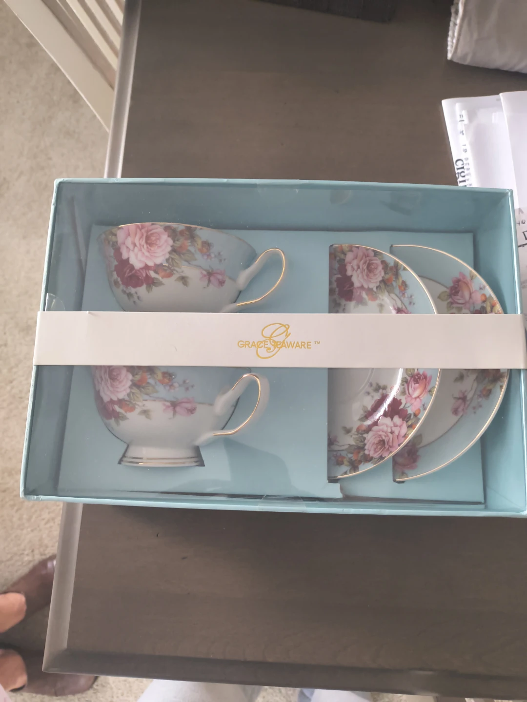 Grace Teaware Tea Cup and Saucer Set