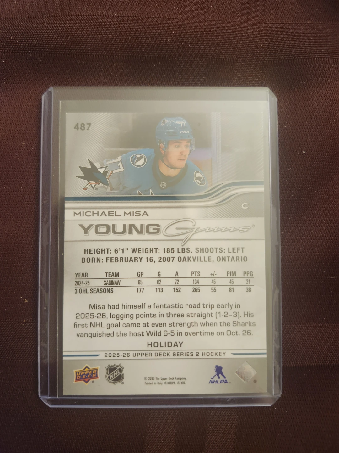 Michael Misa 2025-26 Upper Deck Series 2 Hockey Card - photo 2