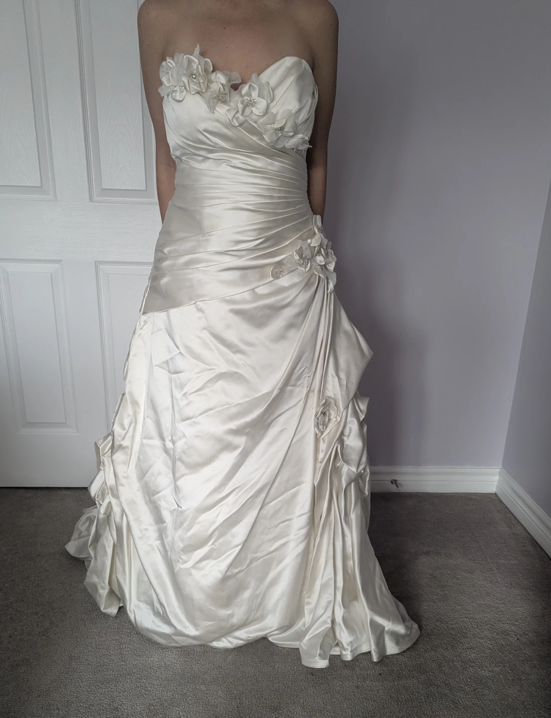 Strapless Satin Wedding Dress with Flower Accents